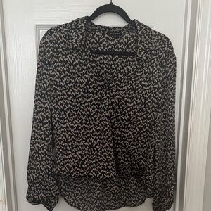 Pleione Green and Cream Patterned Blouse